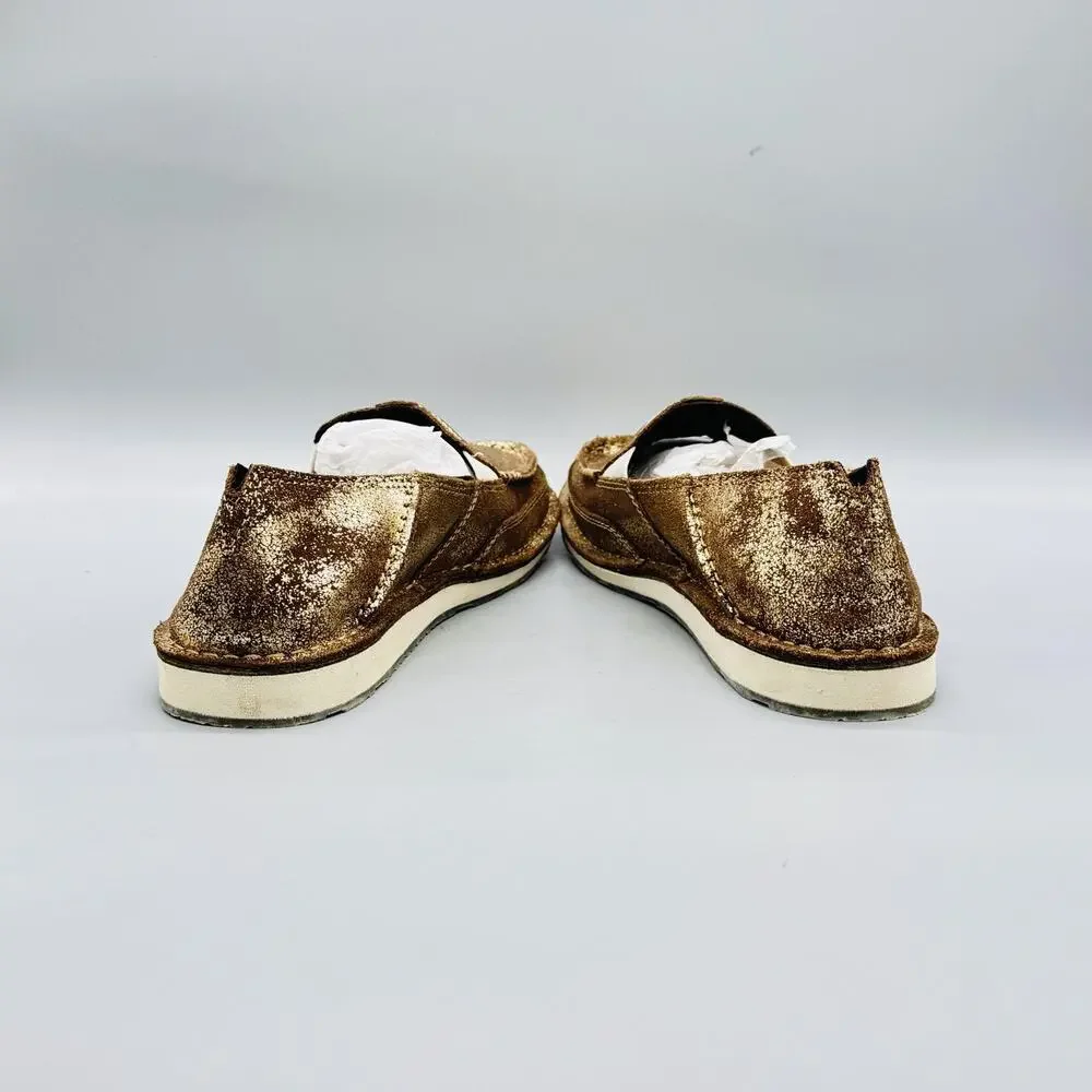 Ariat Shoes Womens 10 Gold Leather Glitter Cruiser Moccasin Flats Slip On Casual